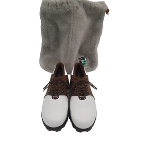 Dexter Golf Shoes Men's Size 9M White & Brown with ST. Andrews Shoe Bag. - Picture 1 of 17
