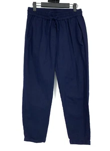 J. by J.Crew Pants Women Size 4 Linen Cotton Navy Blue Pull On Drawstring Cuffed - Picture 1 of 9