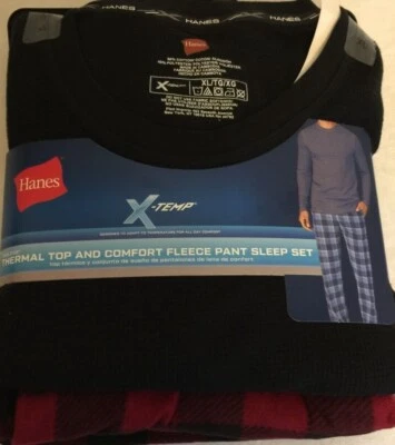 Nuevo con etiquetas Conjunto de pijamas pijamas Hanes XTEMP X-Temp L/S Thermal Waffle Top polar para hombre Foto 1 de 4