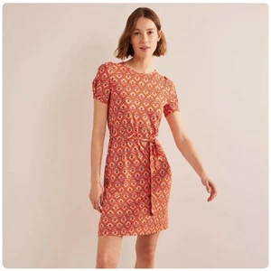 Boden Jerseykleid geometrisches Muster Kurzarm Kumquat/Geo Cascade Gr.6 UK10 - Bild 1 von 11