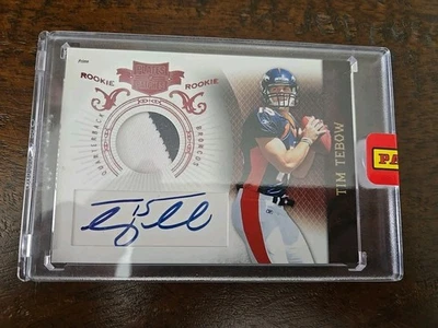 2010 Paninis Plates & Patches Tim Tebow #234 Rookie Jersey Patch #/499 RC AUTO - Image 1 of 2