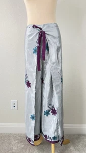 Vintage Thai Gypsy Satin Adjustable Wrap Palazzo Pant M L - Picture 1 of 8