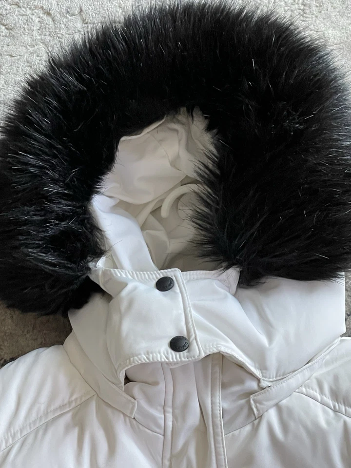 Parka de plumón blanca Calvin Klein Performance con capucha de piel sintética abrigo de plumón de pato para mujer XL Foto 1 de 4