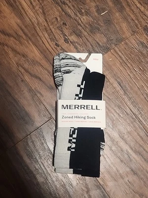 Merrell Men's M/L Merino Wool Lightweight Zoned Hiking Socks Black Womens NWT  - Image 1 of 4