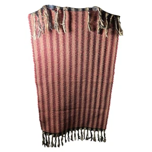 Woven Striped Hall Runner Runner with Fringe Red Black Beige - Picture 1 of 3