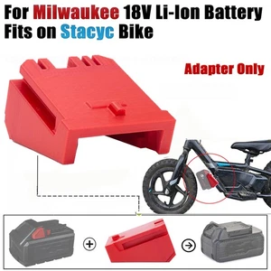 Adaptador adecuado para batería de iones de litio Milwaukee 18V se adapta a bicicletas Stacyc 12" 16" - Imagen 1 de 11