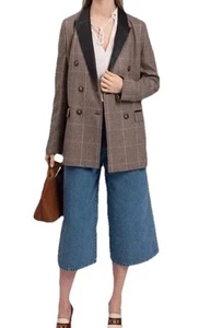 TWINSET Twin Set Blazer XL Check Wool Peak Collar Jacket IT46 /US10 /UK14 NWTS - Picture 1 of 9