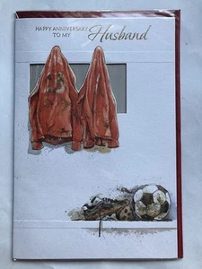 Husband Happy Anniversary Card Football Ball Boots Shirt - Picture 1 of 2