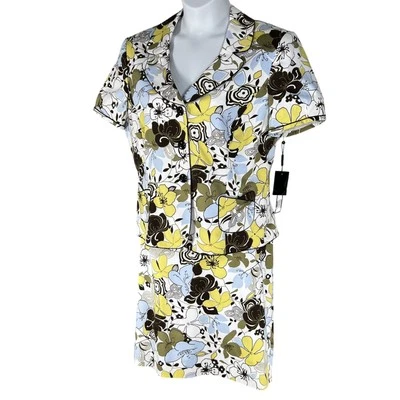 Tahari Arthur S Levine NWT18 Floral 2 Piece Set Short Sleeve Blazer Skirt Office - Image 1 of 4