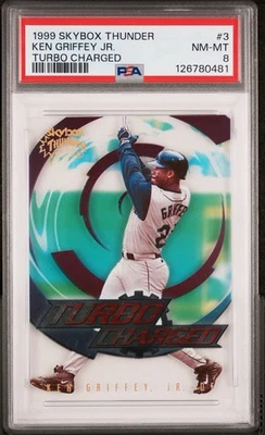 1999 Skybox Thunder TURBO CHARGED #3 Ken Griffey Jr HOF RARE PSA 8 ACETATE - Image 1 of 2