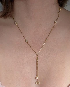 Unbenutzte Vintage Nolan Miller Glamour Collection Y Tropfen 18 kgp Halskette  - Bild 1 von 6