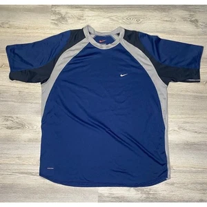 T-shirt allenamento maglia testurizzata Nike vintage blu grigio uomo taglia XL made in USA - Foto 1 di 6