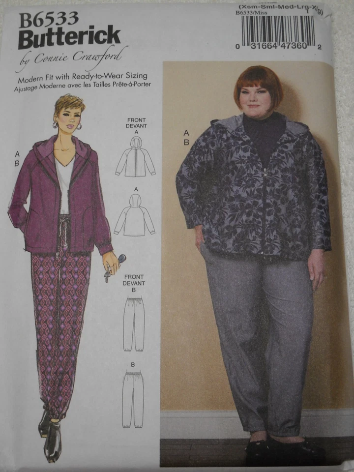Woman's Jacket With Hood & Pants Sewing Pattern Sizes Xs-xl Butterick 6533 Miss