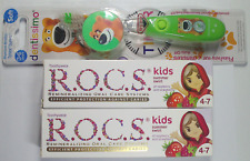 2 x Pasta do zębów R.O.C.S. Raspberry & Strawberry Kids 4-7 + Szczoteczka do zębów Zegar dla dzieci