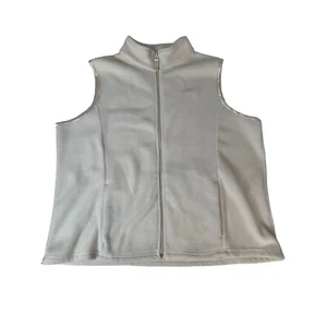 Mountain Lake Vest White Sleeveless Full Zip High Neck Pockets Fleece Womens Top - Picture 1 of 5