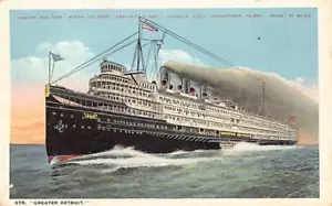 Cartolina Nave: Greater Detroit, Great Lake Steamer, DB anni '10 - Foto 1 di 2