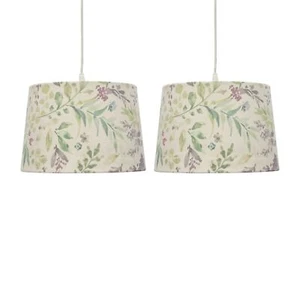 Set of 2 Floral Print 28cm Easy Fit Pendant Lightshades or Table Lamp Shades - Picture 1 of 6