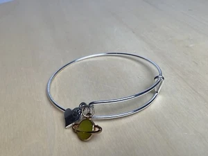 Alex and Ani Rose Heart And Saturn Charm Bangle Silver Bracelet - Bild 1 von 2