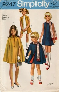 Simplicity 9247 Dress w High Round Neck, Lined Cape & Scarf Sz 7 UNCUT Pattern - Picture 1 of 3