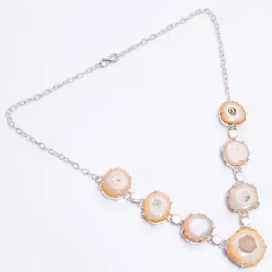 Natural Orange Solar Quartz Fashion Jewelry 925 Silver Necklace 18-20" ARN-250 - Picture 1 of 3