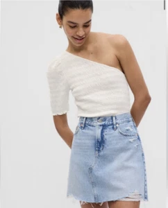 GAP Neu mit Etikett gesmoktes One-Shoulder-Top - elfenbeinfarben - Größe Medium - Bild 1 von 2