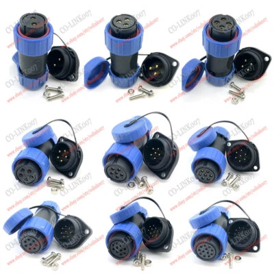 2 3 4 5 6 7 8 9 10 12Pin, SP21 Frank Panel IP68 Waterproof Plug Socket Connector - Image 1 of 4
