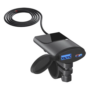 12-24V Motorcycle Handlebar Charging Adapter PD+QC3.0 Dual USB Port Fast Charger - Picture 1 of 22
