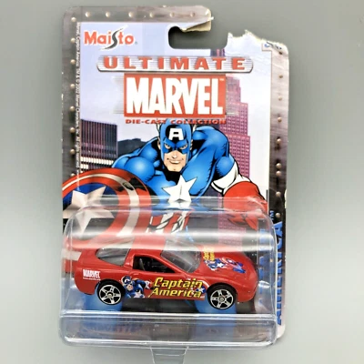 Maisto Ultimate Marvel Captain America Chevrolet Corvette Red Diecast Chevy 1/64 - Image 1 of 4