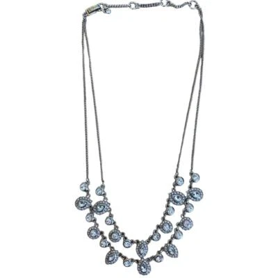 Collar doble de lujo de diamantes con cadena de plata sintética Givenchy Foto 1 de 4