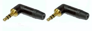 2 Neutrik NTP3RC-B 3.5mm 1/8" Stereo Right Angle Mini Headphone Plug Gold/Black - Picture 1 of 1