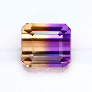 4.12 Ct Octagan Cut 9 x 8 MM 100% Natural Purple & Gold Yellow Bolivia Ametrine - Picture 1 of 4
