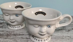 Set Of 2 Baileys Winking Face Cups Signed Helen Hunt Los Angeles Youth *NICE - Picture 1 of 18
