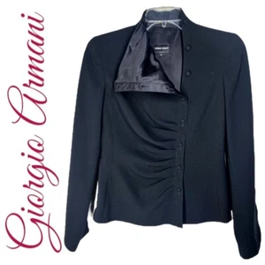 Blazer Moto Asimétrico Cuello Alto Acanalado Negro GIORGIO ARMANI, Talla 40 IT/4 EE. UU. - Imagen 1 de 10
