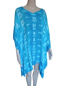 Womens Wearable Art Hand Dyed Boho Poncho Tunic Top Oversized Small - Picture 1 of 11