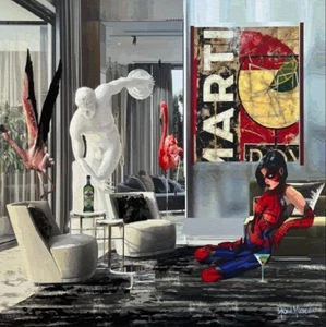 The House of flamingo Gianni Moramarco Opera STAMPA Fine art Giclèe Pop Art 57cm - Foto 1 di 1