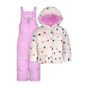 Carter's Girl's 2-Piece Bib Snowsuit 2T 3T 4T 4 5/6 6X 7/8 Lilac/Grey Print NWT - Picture 1 of 8