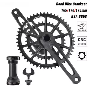 Road Bike Crankset 50-34/52-36/53-39T Double Chainring 165/170/172.5/175mm Crank - Picture 1 of 35