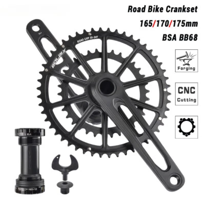 Road Bike Crankset 50-34/52-36/53-39T Double Chainring 165/170/172.5/175mm Crank - Image 1 of 4