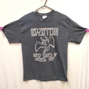 Y2k Led Zeppelin Rock Band US Tour 1977 Reprint Black T-Shirt Size Large - Bild 1 von 16