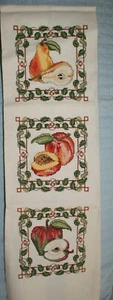 Fruit Apple Pear Peach Set of 3 Completed Cross Stitch Fast Shipping - Picture 1 of 5
