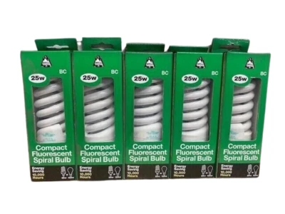 x5 Bell 05006 25W BC Warm White T3 Spiral CFL - Image 1 of 4