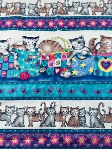 CATNIP LAURIE GODIN #2687 NORTHCOTT KITTENS & BUTTERFLIES FABRICS COTTON 1YD+31” - Picture 1 of 4