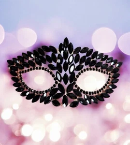 Gold masquerade mask, Black Crystal Mask, Masquerade ball mask, Party Mask - Picture 1 of 8