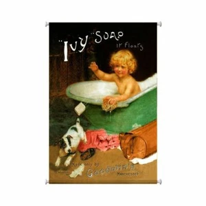 IVY SOAP IT FLOATS GOODWIN'S MANCHESTER BABY TUB 38" WALL HANGING CANVAS PRINT - Picture 1 of 1