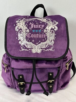复古 Juicy Couture Y2K 迷你天鹅绒背包 紫色 VGUC HTF — 第 1/4 张图片