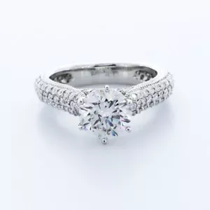 ANILLO DE COMPROMISO MILGRAIN PUNTA PLATINO CORTE REDONDO D/VS2 DIAMANTE NATURAL 3,0 QUILATES - Imagen 1 de 7
