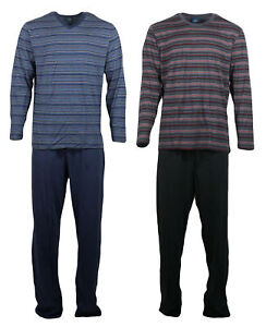 Herren Pyjama Set Schlafanzug Nachtwäsche Langarm Shirt + lange Hose große Mode