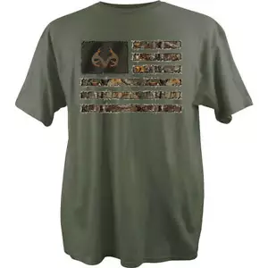 Realtree Camo Flag Graphic T Shirt, Men's Size M, Green, Hunting (MP) - Picture 1 of 4