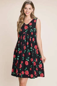 Excellence one BOMBOM Floral Ruched Tank Dress - Picture 1 of 6