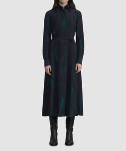 Lafayette 148 New York Women's Black Silk Self-Tie Button-Front Dress Size M - Picture 1 of 4